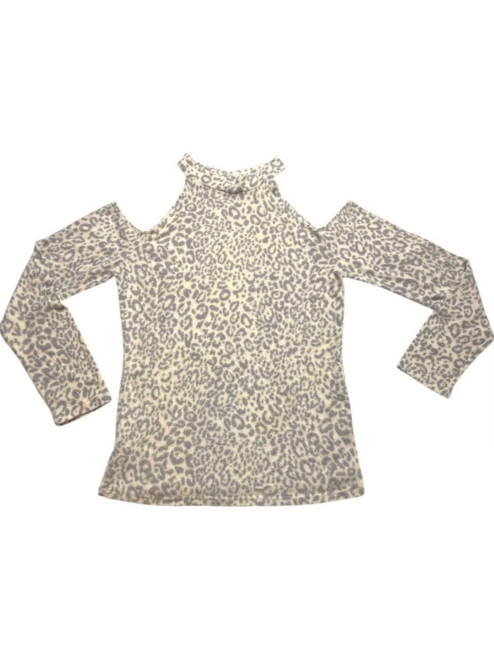 Peppy leopard print cold shouldered sweater Women’s size medium | ab8